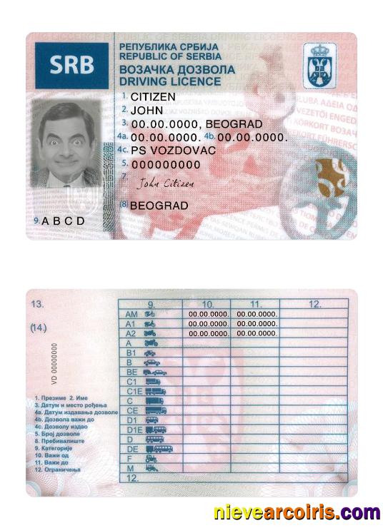 Serbia driving license